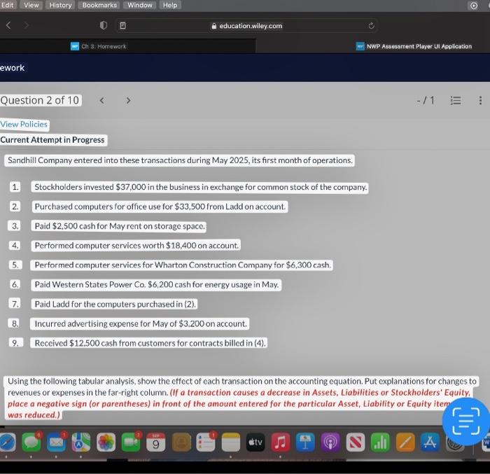 Edit View History Bookmarks Window Help education.wiley.com NWP Assessment Player Ul Application