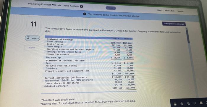 Proctoring Enabled MH Lab 1 Ratio Analysis You received partial credit in