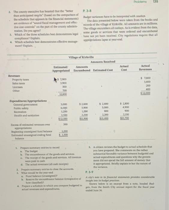 Problems 135 2. The county executive has boasted that the "better than