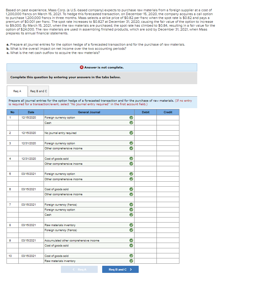 Based on past experience, Maas Corp. (a U.S.-based company) expects to purchase