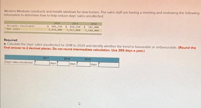 Western Windows constructs and installs windows for new homes. The sales staff