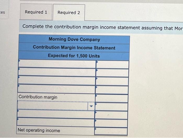 to the questions displayed below.) Morning Dove Company manufactures one model of