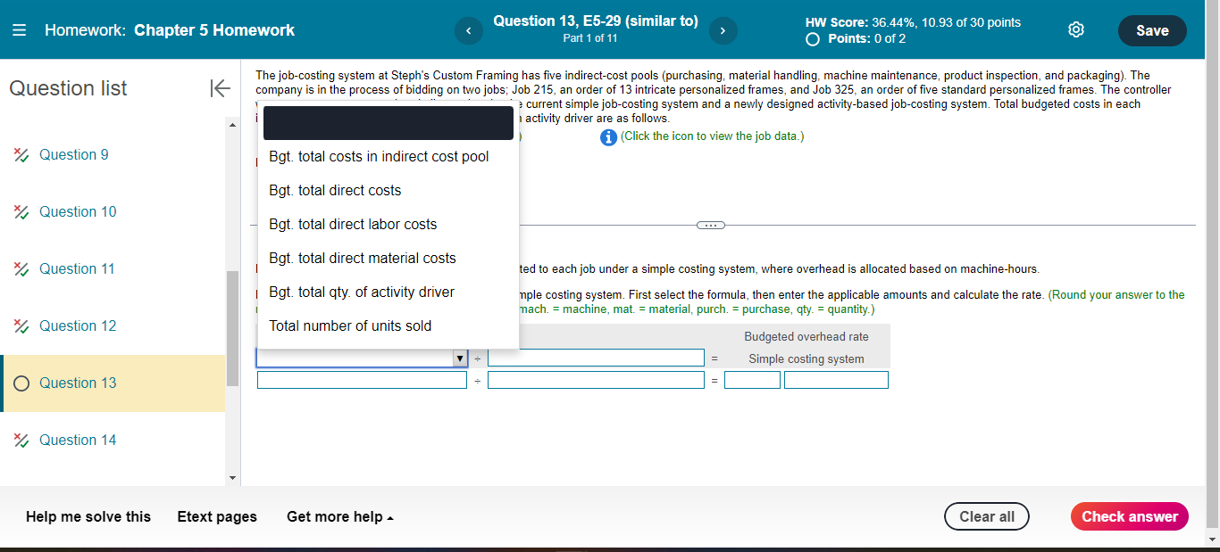 = Homework: Chapter 5 Homework Question list Question 13, E5-29 (similar to)