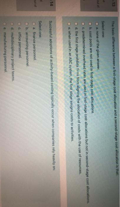 ad 13 out of The basic difference between a first-stage cost allocation