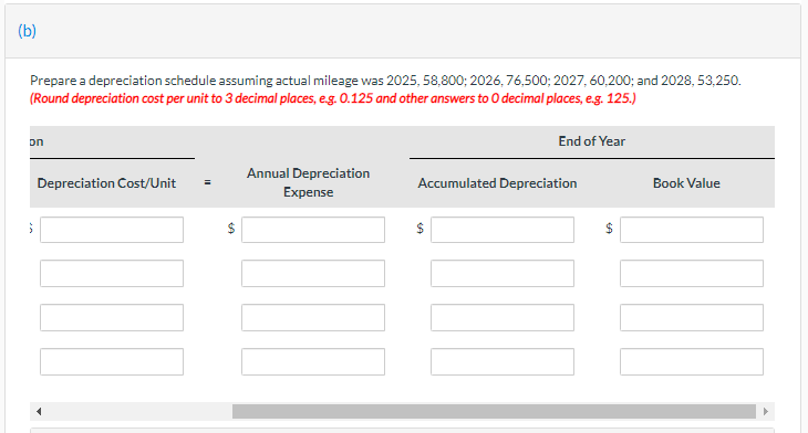 bus was purchased on January 1, 2025, at a cost of $147,000.