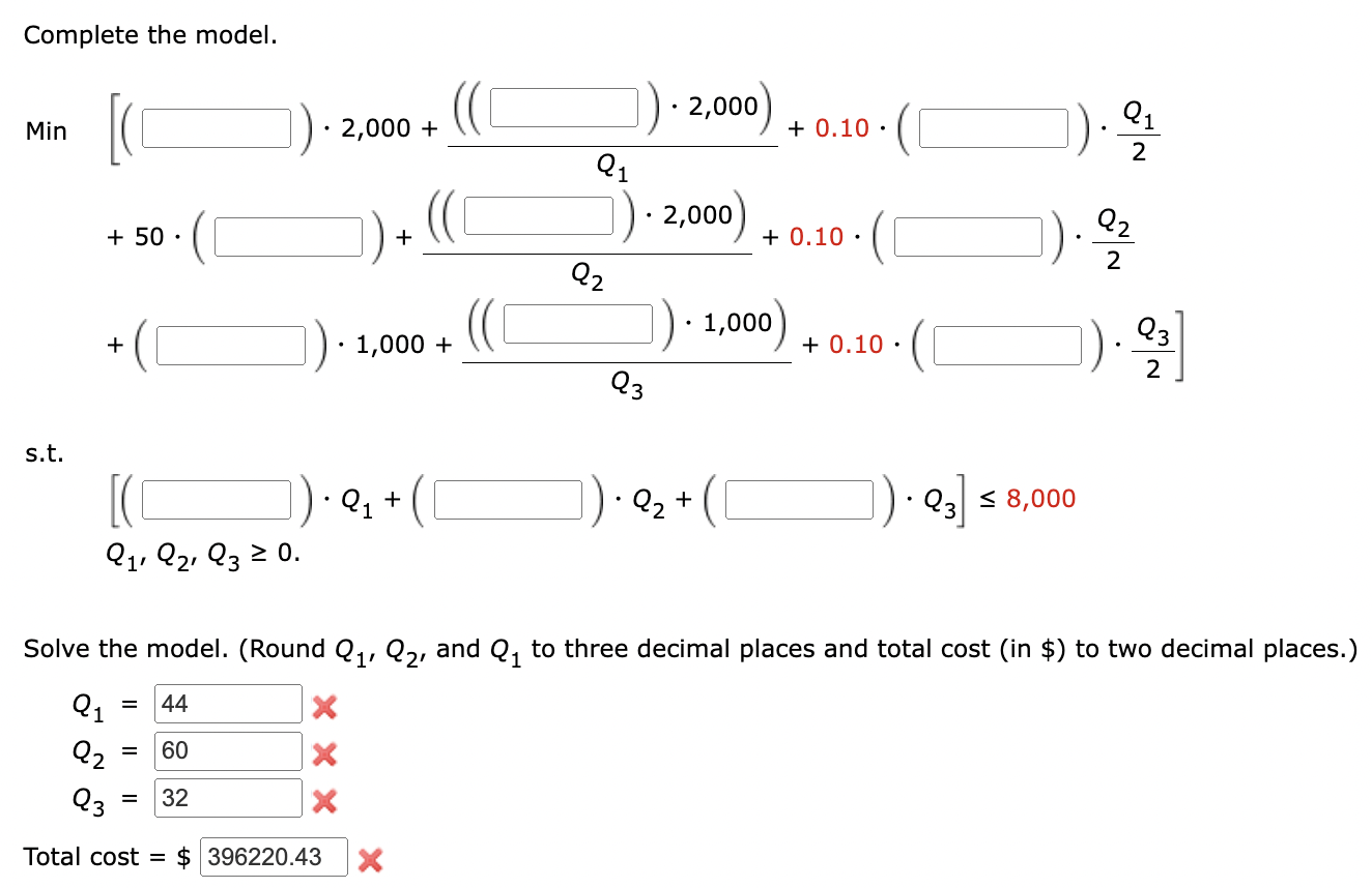 controlling inventory and satisfying demand. Costs included in the model are holding