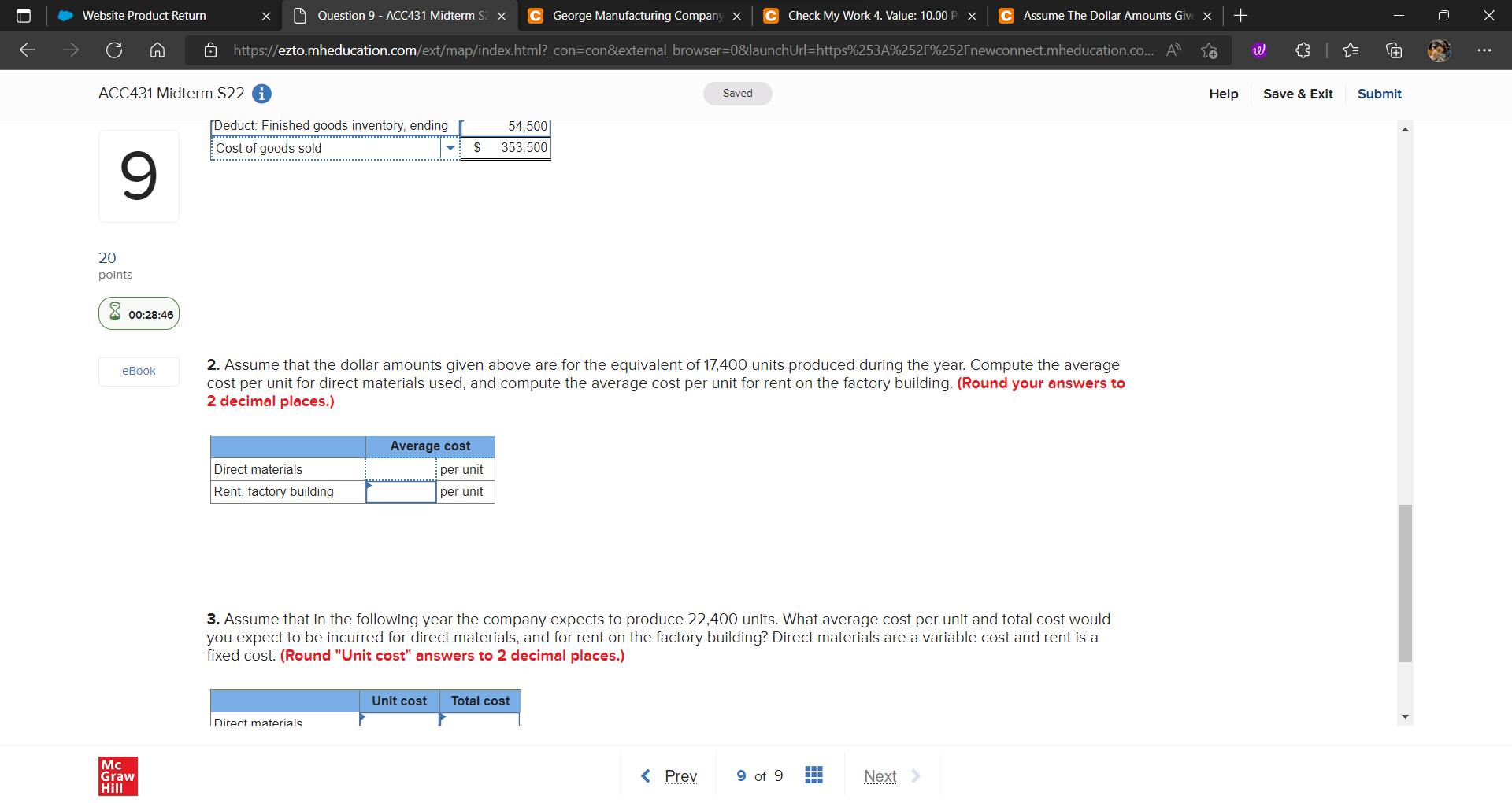 Website Product Return Question 9 - ACC431 Midterm S2 X C George