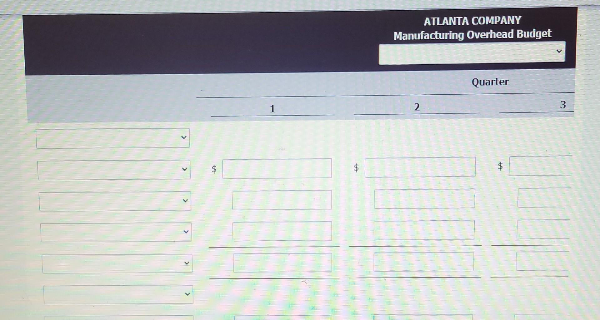overhead budget for 2020. Relevant data consist of the following. Units to