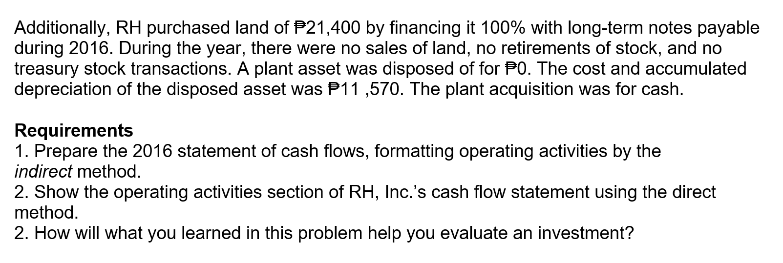 income statement and comparative balance sheet of Rolling Hills, Inc. follow: ROLLING