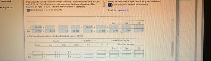 Homework ke a Quiz/Test Deb McKnight started an interior design company called