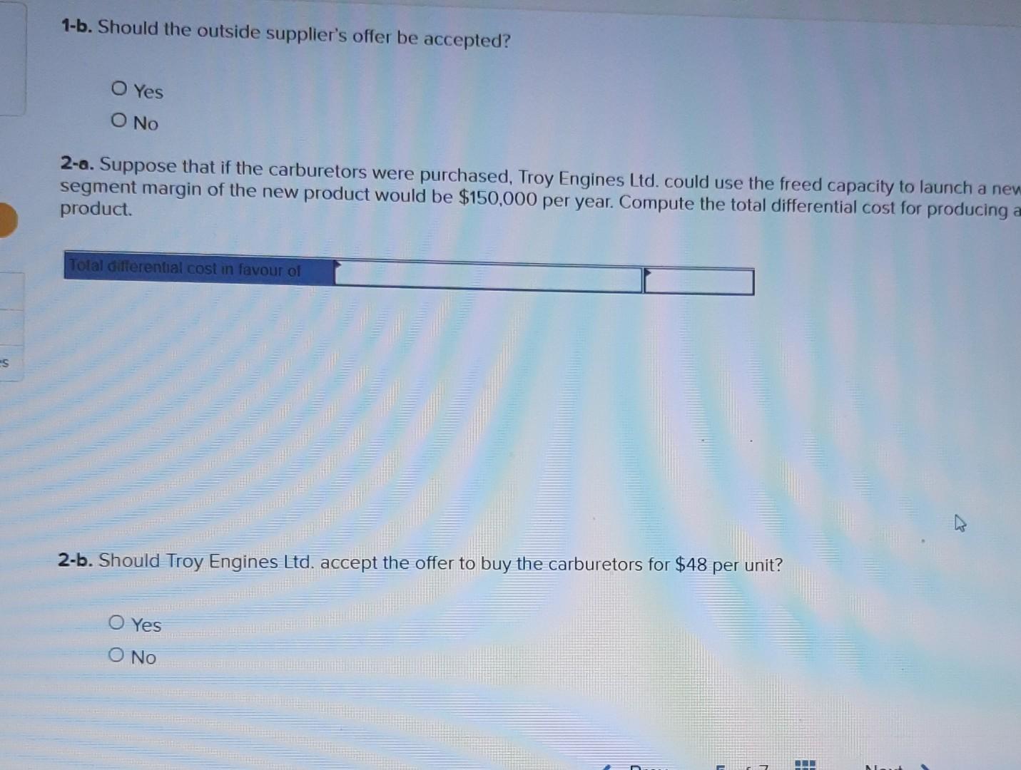 Engines Ltd. manufactures a variety of engines for use in heavy equipment.