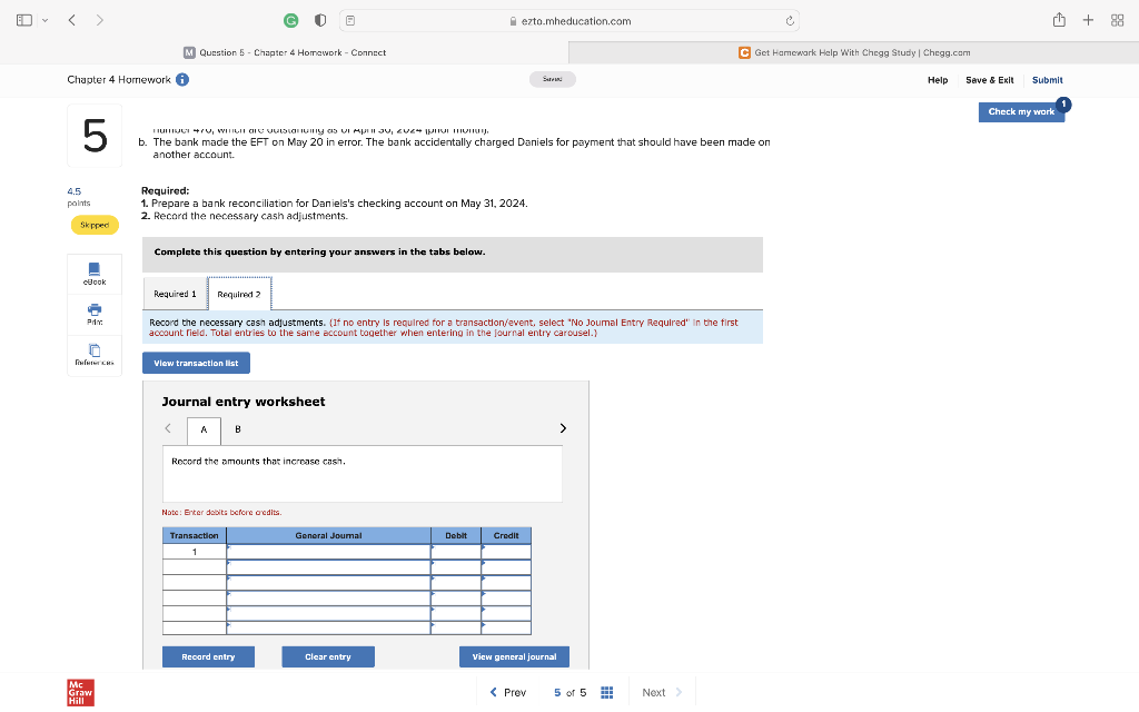 Help Save & Exit Submit Check my work 4.5 LO 5 points