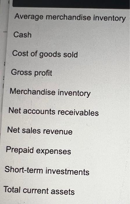 8. Compute the acid-test ratio for the current year. Current ratio Select