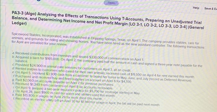 Saved Help Save & Ex PA3-3 (Algo) Analyzing the Effects of Transactions