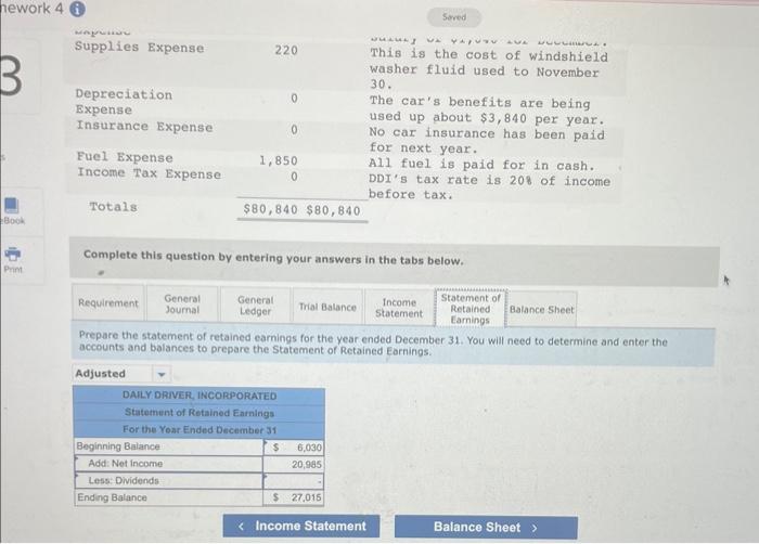 app. DDI has prepared a list of unadjusted account balances at its