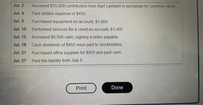 Jul. 4 Jul. 5 Jul. 2 Received $15,000 contribution from Bart Lambert