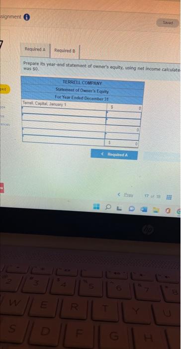 equity LO P2 Terrell Company reported the following data at the end