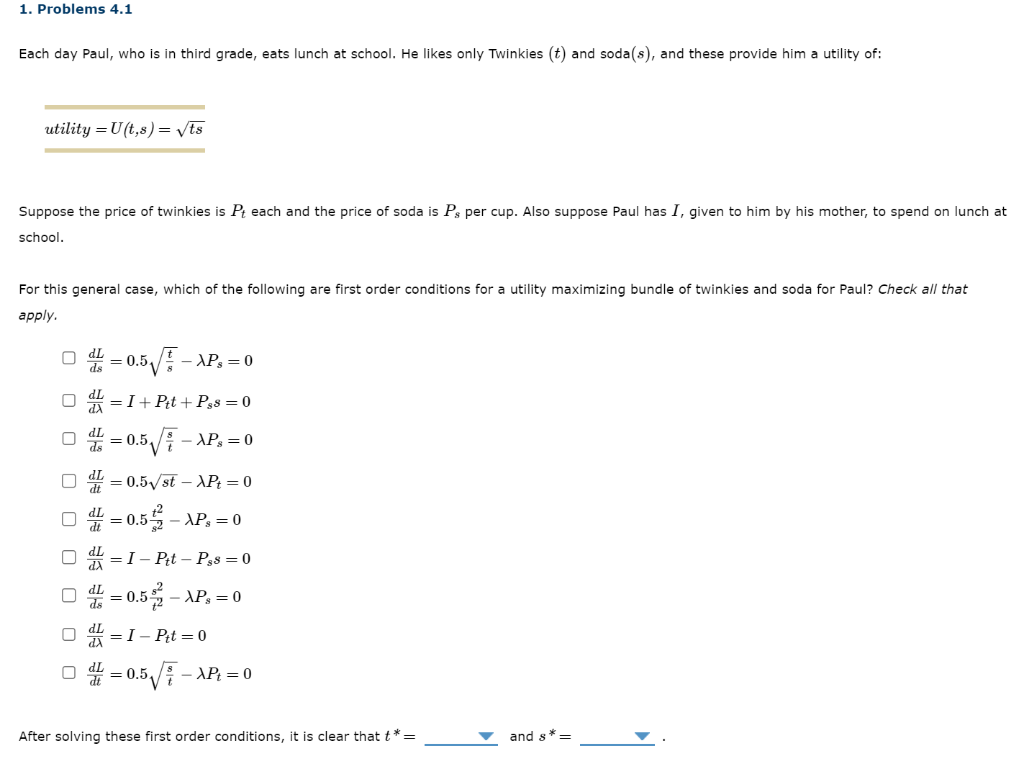 1. Problems 4.1 Each day Paul, who is in third grade, eats