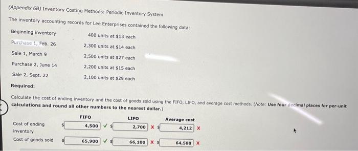 (Appendix 68) Inventory Costing Methods: Periodic Inventory System The inventory accounting records