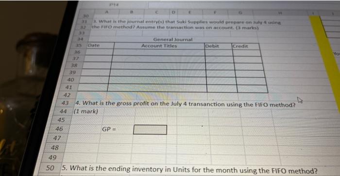 Suki uses the FIFO method. FIFO Date 5 6 a. FIFO perpetual:
