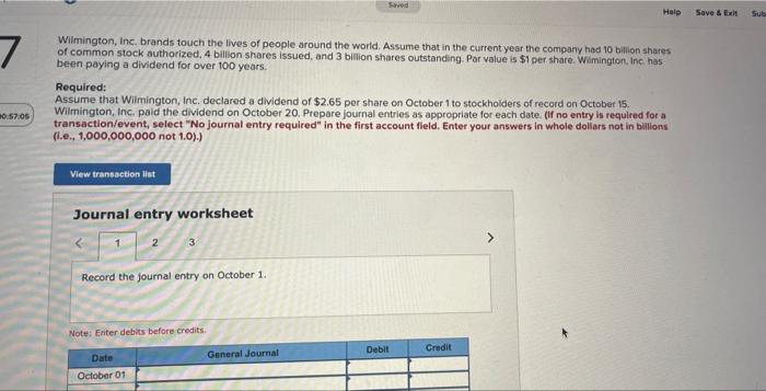 Saved Help Save & Exit Sub 00:57:05 Wilmington, Inc. brands touch the