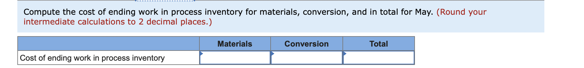 Cooking, is given below for May: Production data: Pounds in process, May