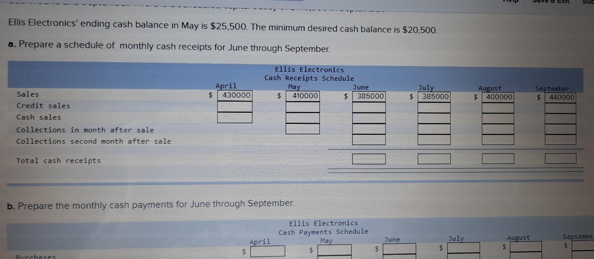 actual sales and purchases for April and May are shown here, along