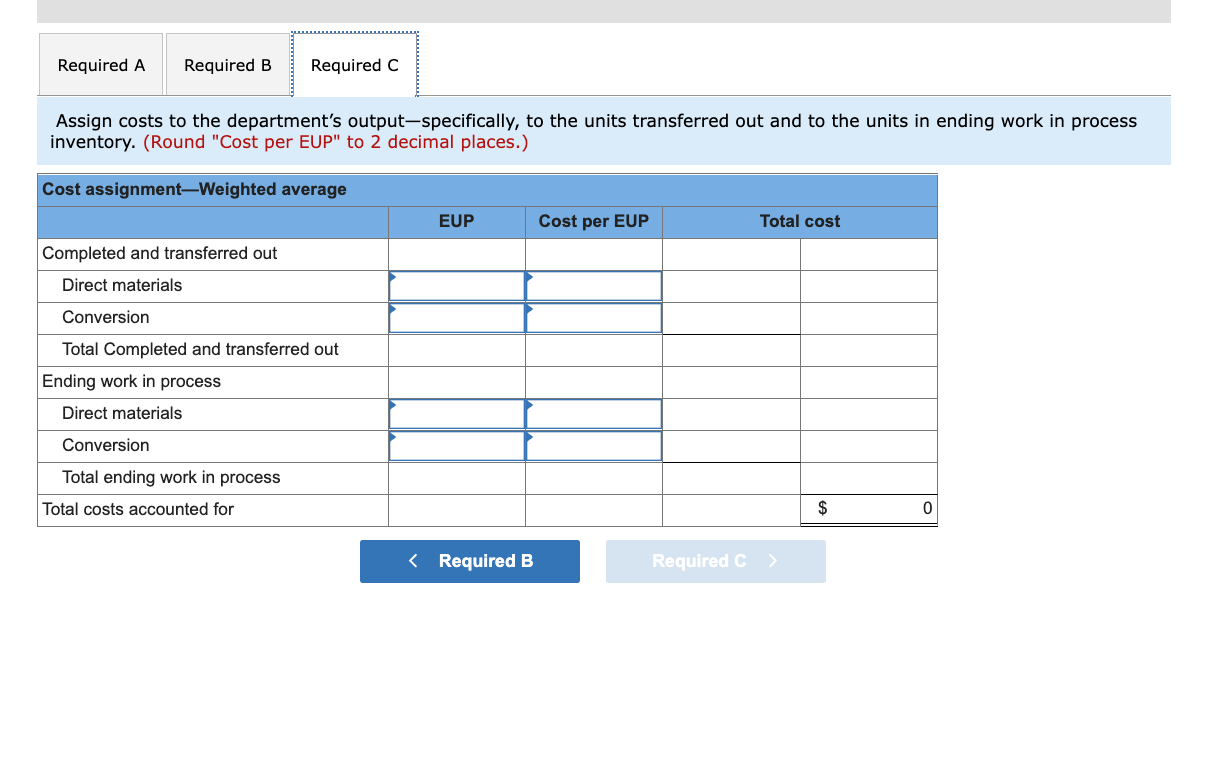 costing. Information for the company's first production process follows. All direct materials