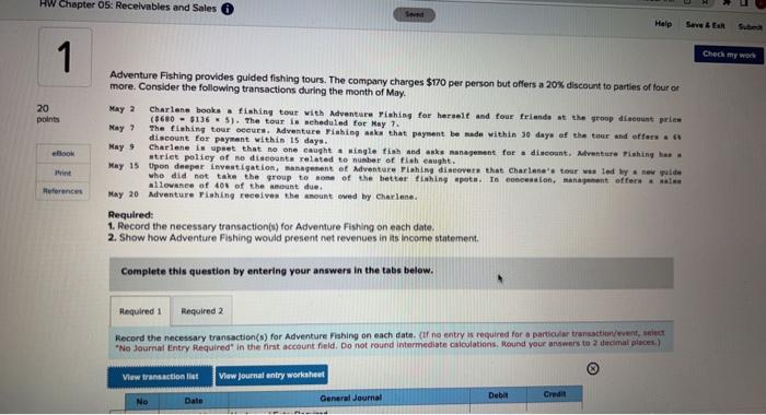 HW Chapter 05: Receivables and Sales Seved Help Save & Exit Submit