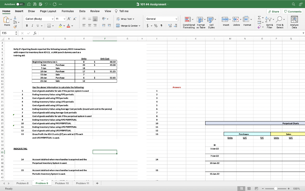 AutoSave OFF 101 #4 Assignment Home Insert Draw Page Layout Formulas Datal
