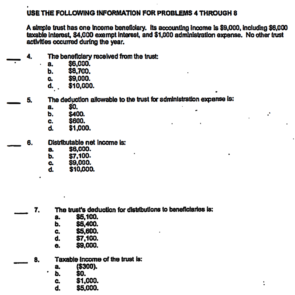 1. USE THE FOLLOWING INFORMATION FOR PROBLEMS 4 THROUGH 8 A simple