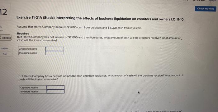 12 9 ts 03:2332 Exercise 11-21A (Static) Interpreting the effects of business