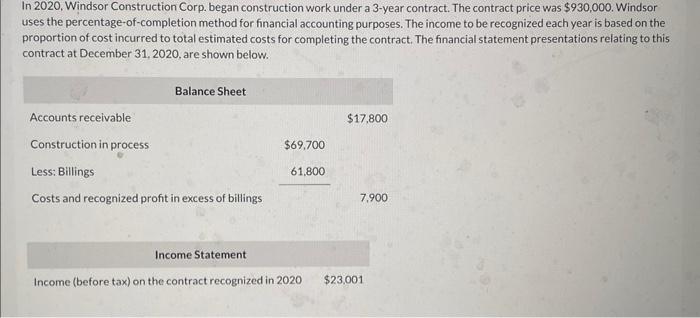 In 2020, Windsor Construction Corp. began construction work under a 3-year contract.