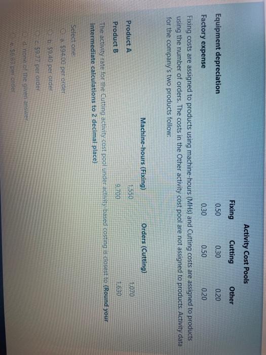 Cutting, and Other. In the first stage allocations, costs in the two