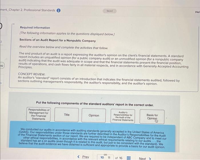 ment Chapter 2. Professional Standards Saved Hel 52 Required information [The following