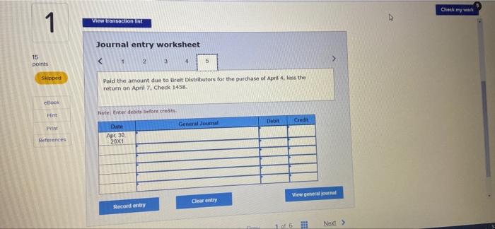 received a cash refund of $121. 4 Purchased merchandise on credit from