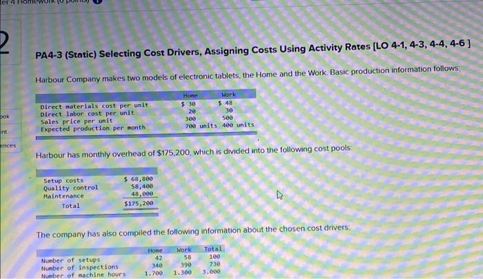 ter 4 2 bok int ences PA4-3 (Static) Selecting Cost Drivers, Assigning