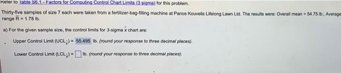 Keter to Table 56.1-Factors for Computing Control Chart Limits (3 sigma) for