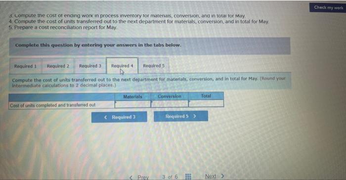 complete; conversion 90% complete Pounds started into production during May Pounds completed