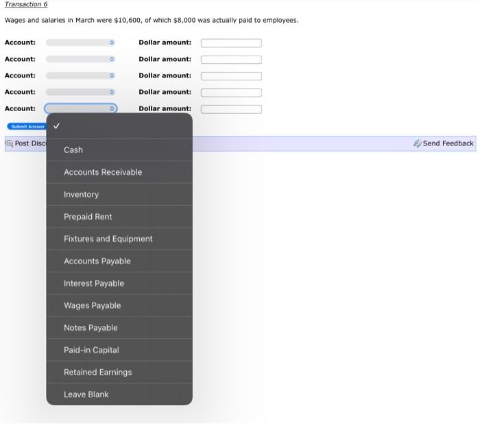 Post Disc Cash Dollar amount: Dollar amount: Dollar amount: Dollar amount: Dollar