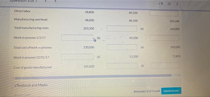 are presented here. Indicate the missing amount for each letter (a) throughr().