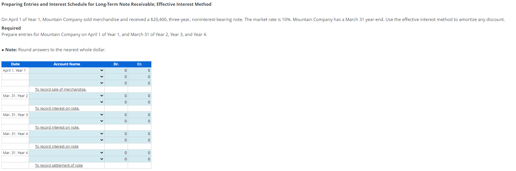 Preparing Entries and Interest Schedule for Long-Term Note Receivable; Effective Interest Method
