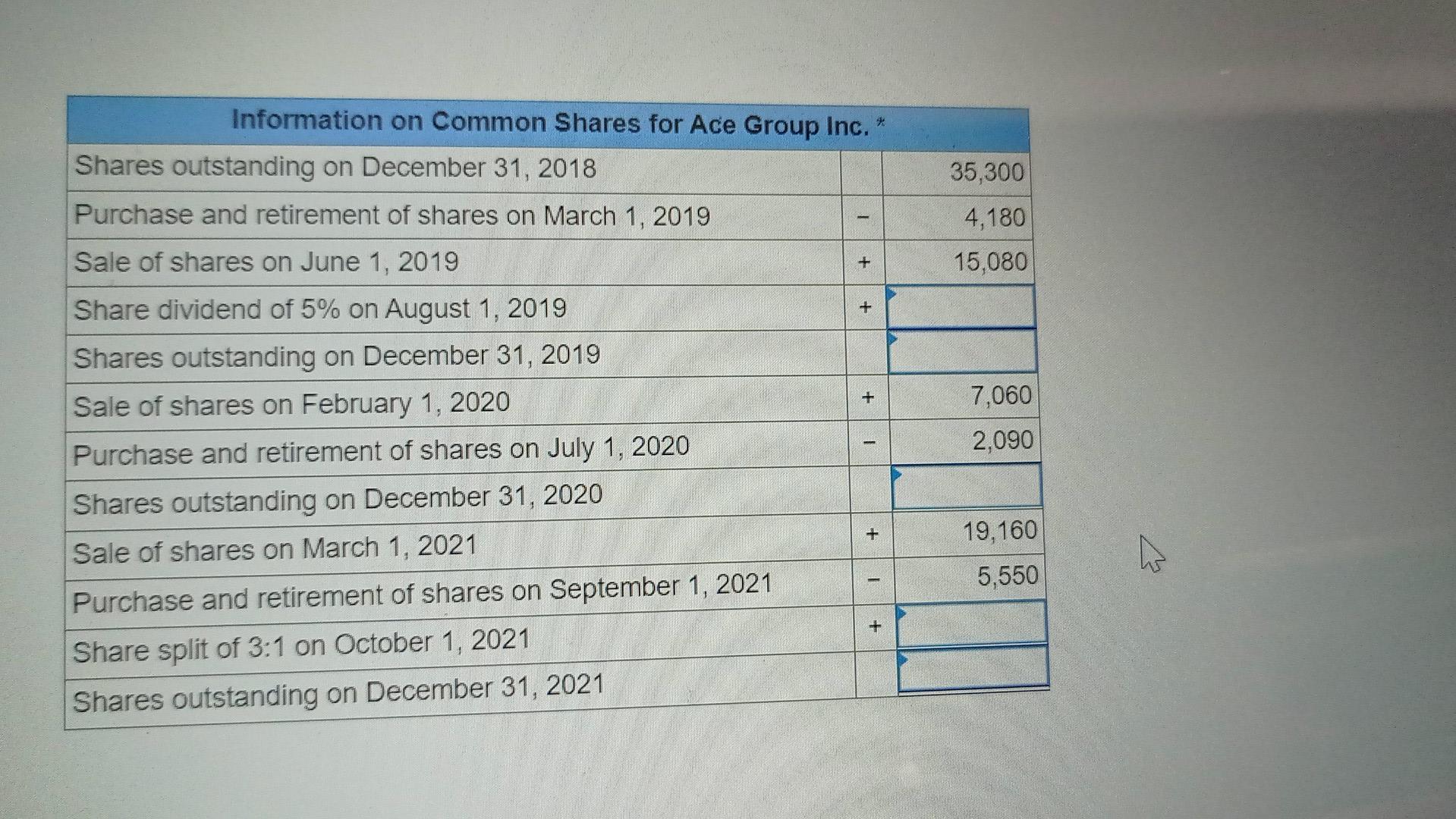 statistics, the 2019, 2020, and 2021 income statements for Ace Group Inc.
