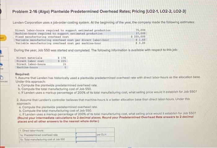 basis of 115% of direct labor cost. The job cost sheet for