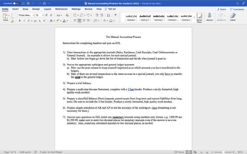 AutoSave OFF Manual accounting Problem for students 2022 - Saved to my