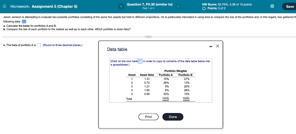 = Homework: Assignment 5 (Chapter 5) Question 7, P5.30 (similar to) Part