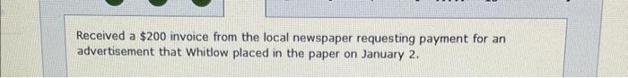 Received a $200 invoice from the local newspaper requesting payment for an