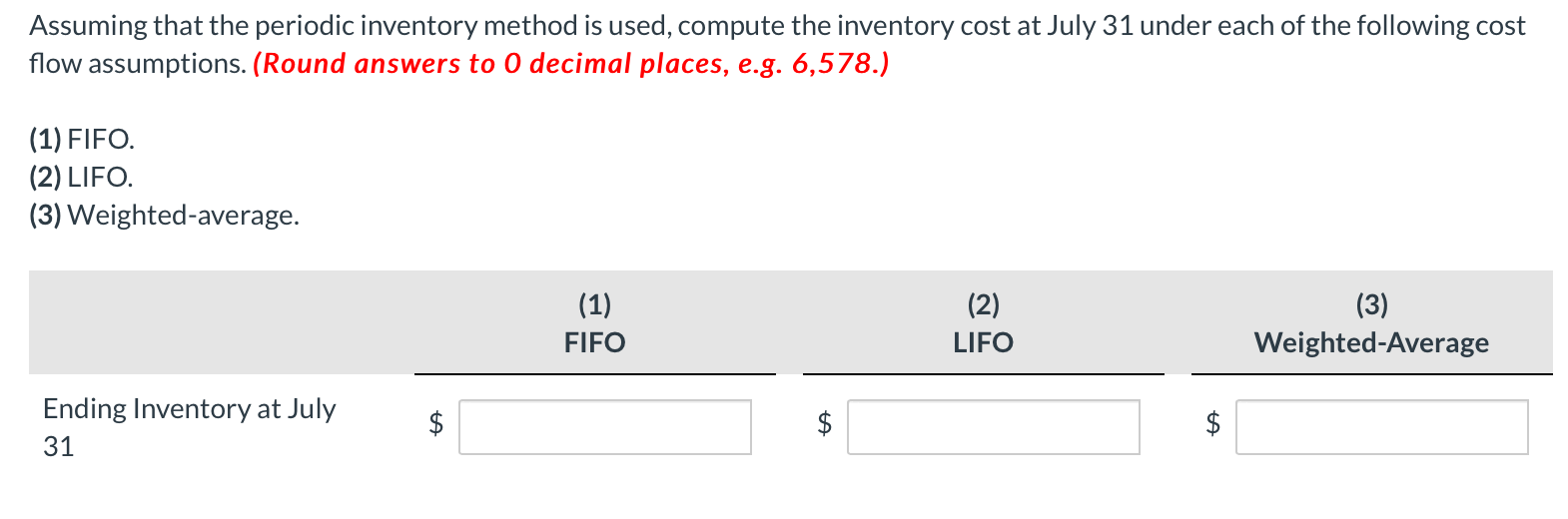 (2) (3) LIFO Weighted-Average Assuming that the periodic inventory method is used,