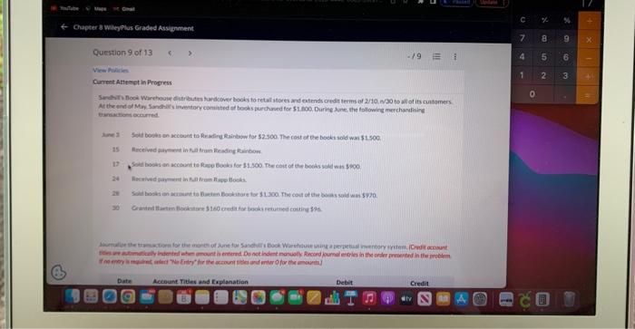 + Chapter 8 WileyPlus Graded Assignment Question 9 of 13 View Policies