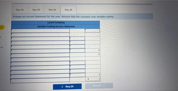 selling and administrative Fixed costs per year: Fixed manufacturing overhead Fixed selling